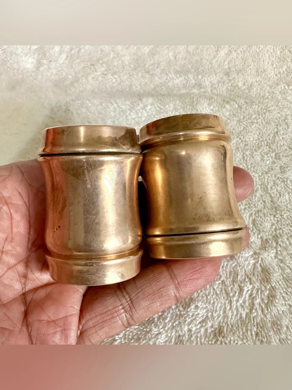 Vintage Solid Brass Salt & Pepper Shakers Heavy Mid Century Modern Retro Decor